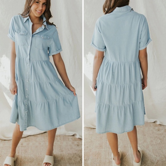 Polagram Dresses & Skirts - NWT Henly Colbie Denim Prairie Dress Size Large (10-14)